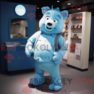 Sky Blue Sow maskot kostume...