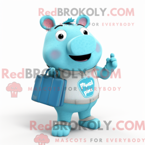 Sky Blue Sow mascot costume...