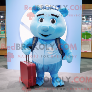 Sky Blue Sow maskot kostume...
