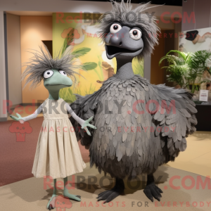 Šedá postava maskota Emu...