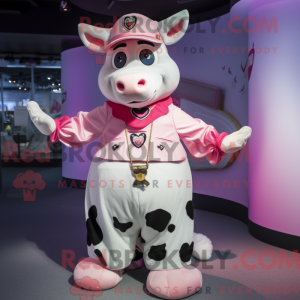 Pink Holstein Cow mascot...