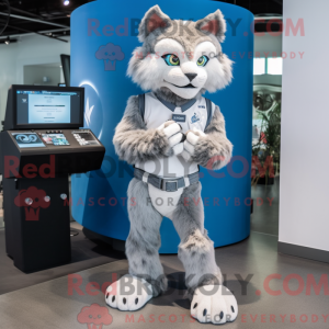 Grå Bobcat-maskotdraktfigur...