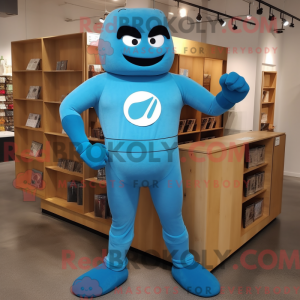 Blue Superhero mascot...