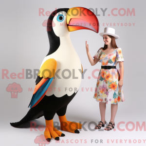 Cream Toucan maskot kostume...