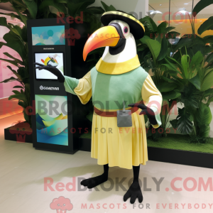 Cream Toucan mascot costume...
