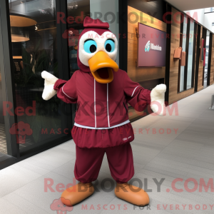 Maroon Goose mascot costume...
