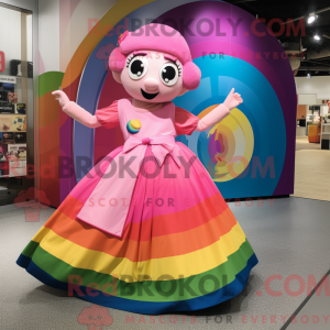 Pink Rainbow mascot costume...