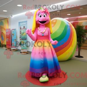 Pink Rainbow mascot costume...