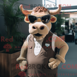 Tan Bull maskotdraktfigur...