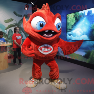 Red Piranha mascot costume...