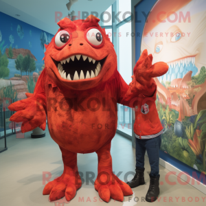 Red Piranha mascot costume...