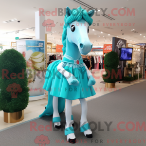 Cyan Pferd Maskottchen...