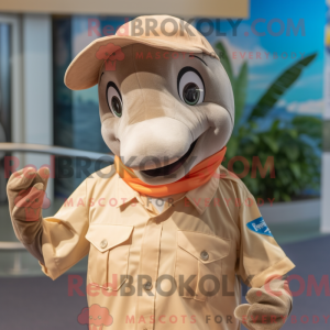 Tan Dolphin mascot costume...