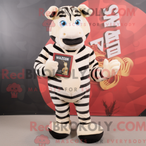 Cream Zebra mascot costume...