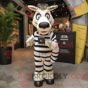 Cream Zebra mascot costume...
