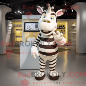 Creme Zebra maskot kostume...