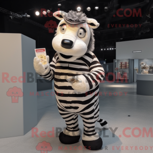 Cream Zebra mascot costume...
