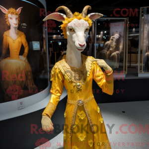 Gold Goat mascot costume...