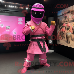 Pink Samurai maskot kostume...