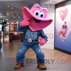 Pink Heart maskot kostume...