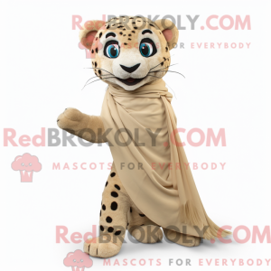 Beige Gepard maskot kostume...