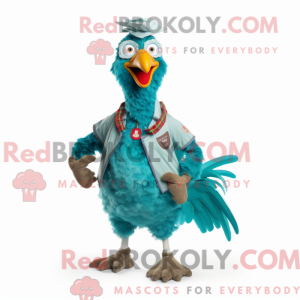 Turquoise Rooster mascot...