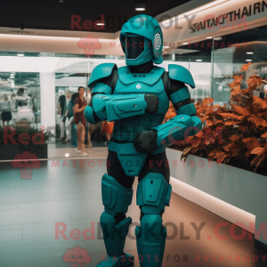 Cyan Spartan Soldier maskot...