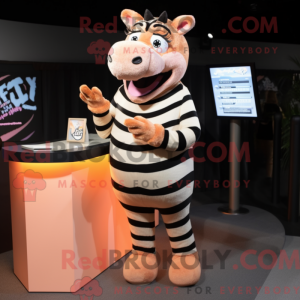 Peach Zebra mascot costume...