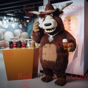 Brown Yak mascot costume...