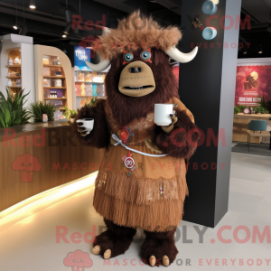 Brown Yak mascot costume...