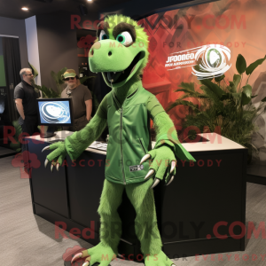 Grøn Deinonychus maskot...