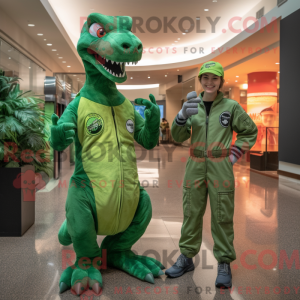 Grøn Deinonychus maskot...