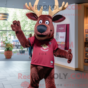 Maroon Elk maskot kostume...