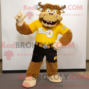 Yellow Bison mascot costume...
