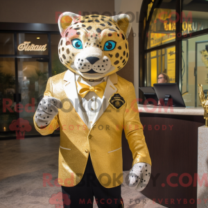 Guld Jaguar maskot kostume...