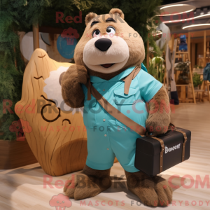 Cyan Beaver mascot costume...