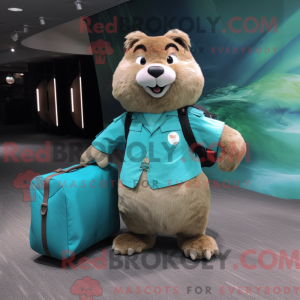 Cyan Beaver mascot costume...