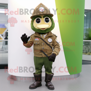 Olive Ice Cream Cone mascot costume character dressed with a Moto Jacket and Caps