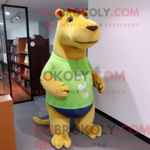 Lime Green Capybara mascot...
