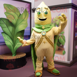 Gold Beanstalk mascot costume character dressed with a Sweater and Brooches