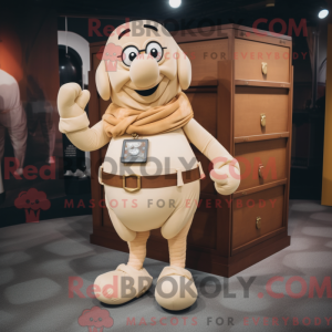 Beige Treasure Chest mascot...