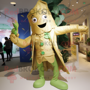 Gold Beanstalk mascot costume character dressed with a Sweater and Brooches