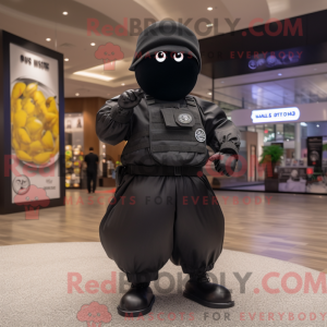 Sort Granat maskot kostume...
