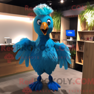 Cyan Fasan maskot kostume...