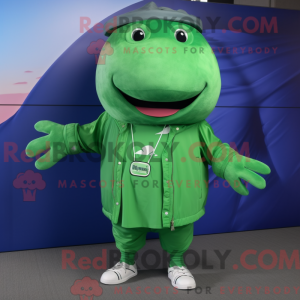 Green Humpback Whale mascot...