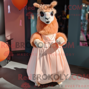 Peach Llama maskot kostume...