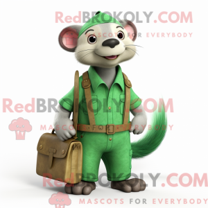 Grøn Ferret maskot kostume...
