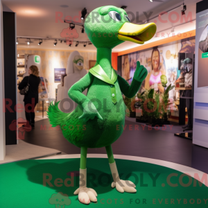 Green Swan mascot costume...