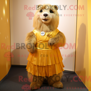 Gold Marmot mascot costume...