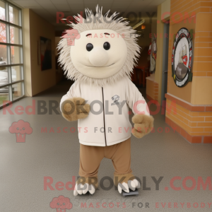 Beige Porcupine maskot...